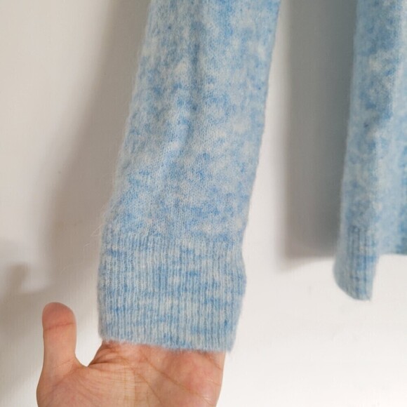 Witchery Wool Mohair Heathered Baby Blue Pullover Mock Neck Sweater Size XXS - Picture 4 of 11